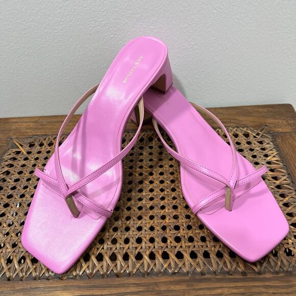 Size 10 Pink Square Toe Heeled Ann Taylor Sandals - Picture 4 of 6